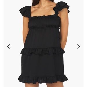 NWT WeWoreWhat Black Flirty Crinkle Chiffon Ruffle Dress